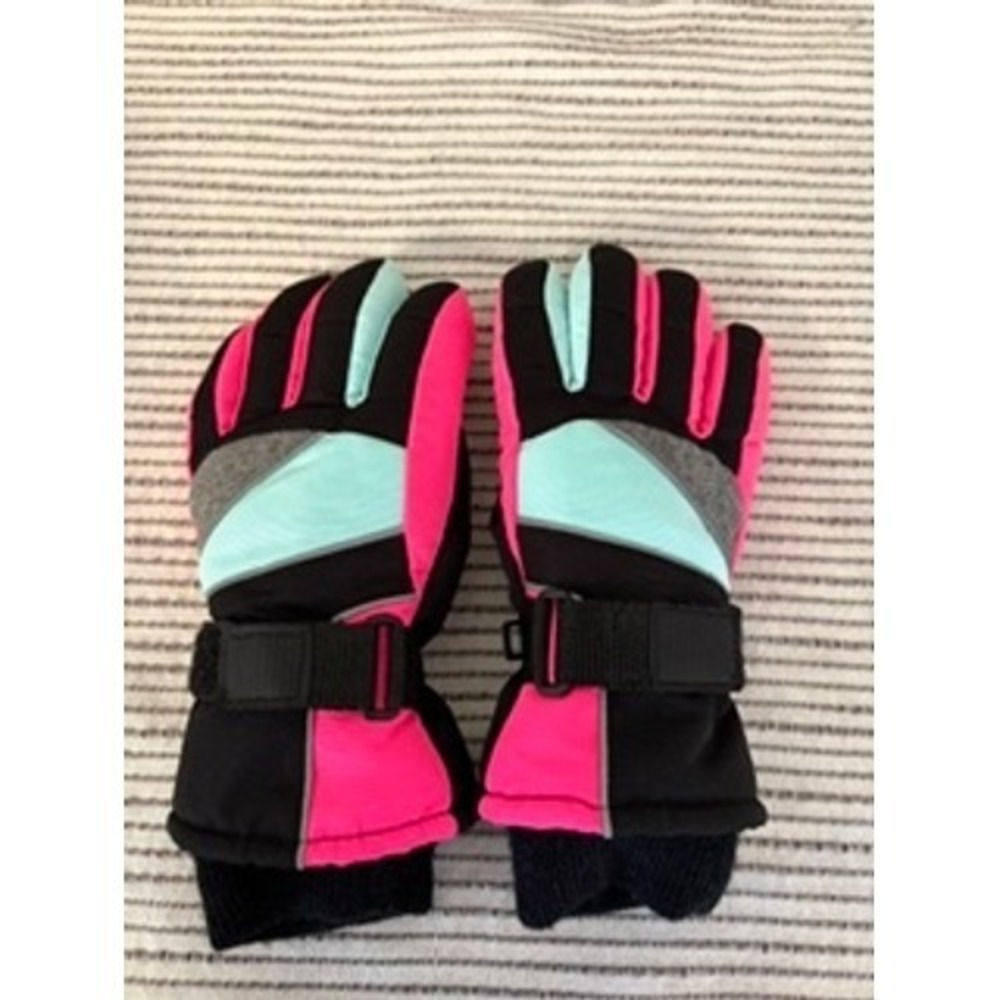 WinterProof Kids Pink Teal Black Insulated Snow Gloves Size S/M 4-6X